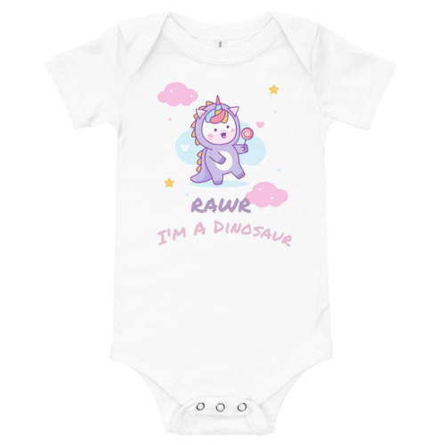 RAWR I'm A Dinosaur - Baby Girl Dinosaur Bodysuit