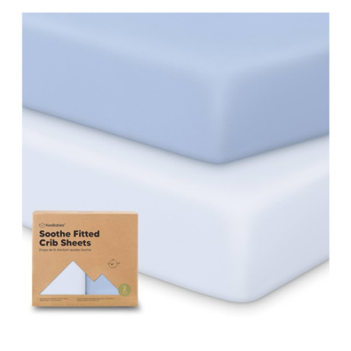 KeaBabies 2-Pack Organic Crib Sheets for Boys, Girls - 52x28 Fitted Crib Mattress Sheet Neutral, Breathable Jersey Cotton Cover for Baby Bed, Toddler Mattress, Soft & Cute Prints (Blue Flax)