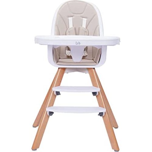 Baby High Chair with Double Removable Tray for Infants/Toddlers, 3-in-1 Wooden Booster/Chair | Grows with Your Child | Adjustable Legs | Modern Wood Design | Easy to Assemble