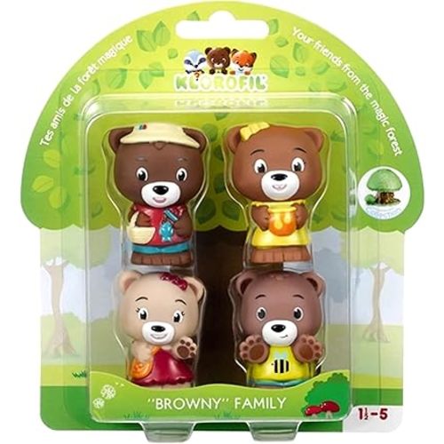 Timber Tots: Browny Family - 4 Character Set, Bear Toy Figurines, 1.75-2" Animal Miniatures w/Unique Details, Nature Playset, Kids & Toddlers 18Mo+