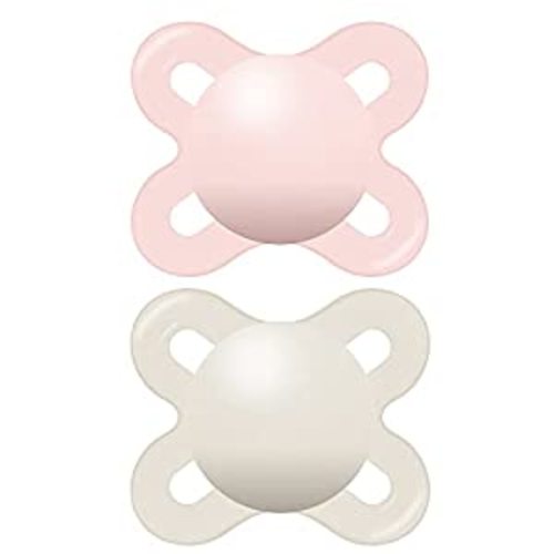 MAM Original Start Matte Newborn Baby Pacifier, Best Pacifier for Breastfed Babies, Sterilizer Case, Girl, 0-3 Months (Pack of 2)