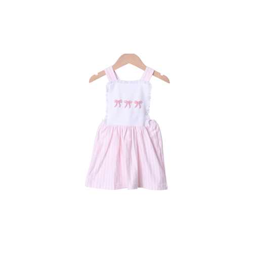 French Knot Bow Pink Stripe Sundress