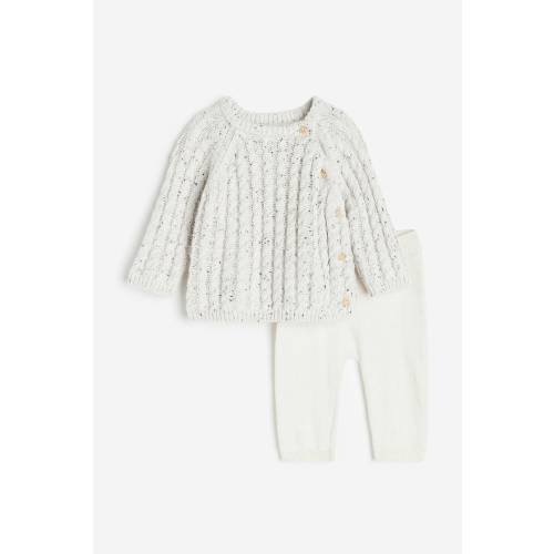 2-PIECE KNIT COTTON SET- Natural White - 3M