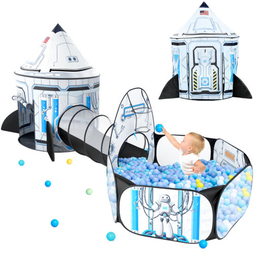 wilwolfer 47' x 118' Indoor / Outdoor 3PC White Rocket Play Tent Playhouse Toys for Kids with Ball Pit and Crawl Tunnel & Reviews | Wayfair