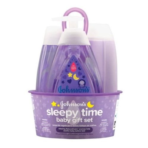 Johnson's Sleepy Time Bedtime Baby Gift Set: New Born Bath Essentials with Lotion, Wash and Shampoo, 4 Items