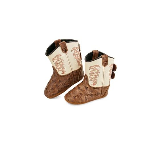 Old West Baby Boys Poppets Shoes Ankle Boot, Brown Ostrich Foot/White Shaft, 0 Infant