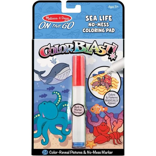 Melissa & Doug On the Go ColorBlast! Activity Book: Sea Life - 24 Pictures and No-Mess Pen - FSC Certified