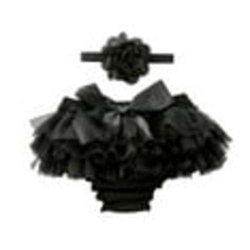 Penkiiy Baby Girls Cotton Gauze Ruffle Bloomer Shorts with Bowknot Headband Black