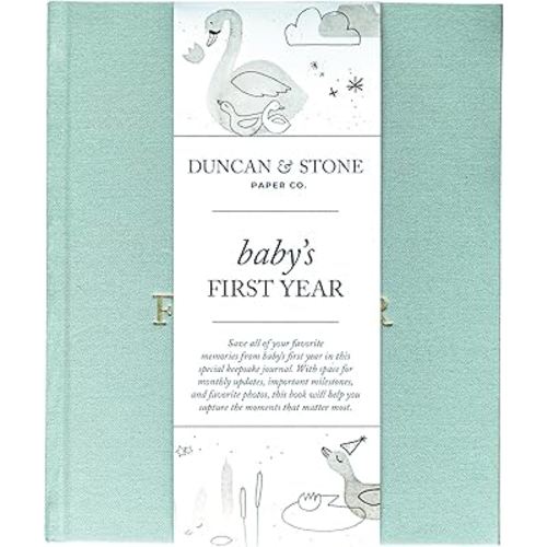 Baby First Year Book - Heirloom Keepsake Baby Memory Book to Record Important Milestones, Photos & More - Pregnancy Books (Sage Green,112 Pages)