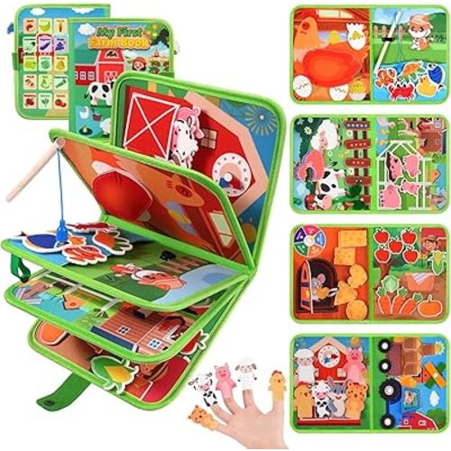 ZOOI Montessori Jouets pour tout-petits – Jouets Montessori pour garçons et filles de 1 à 5 ans, cadeaux d'anniversaire pour enfants, jouets sensoriels essentiels pour bébés, livre d'occupation pour les tout-petits de 1 à 5 ans, jouets d'activités en avio