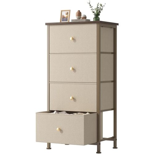 Sweetcrispy Dresser for Bedroom, 4 Drawer Storage Cabinet, Tall Nightstand