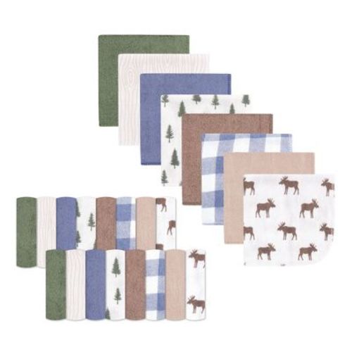 Hudson Baby Infant Boy Rayon From Bamboo Washcloth Bundle, Moose, One Size