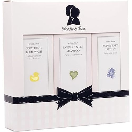 Noodle & Boo Starter Set, Newborn Baby Gift; Super Soft Baby Lotion and Newborn 2-in-1 Hair & Baby Body Wash, 8 Oz of each, Navy/Pink