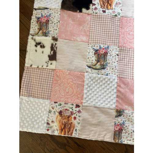 Baby Girl Crib Bedding Set, Highland Cow Baby Bedding, Farm Nursery, Baby Shower Gift, Baby Girl Nursery, pink baby bedding, Cowgirl