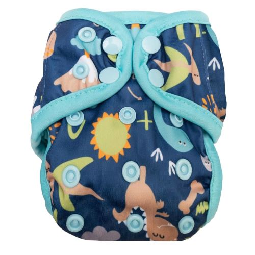 OsoCozy One Size Reusable Cloth Diaper Covers - Adjustable Snap Fit & Double Leg Gussets for Baby Boys & Girls from 8-35 Pounds - Dino Roar