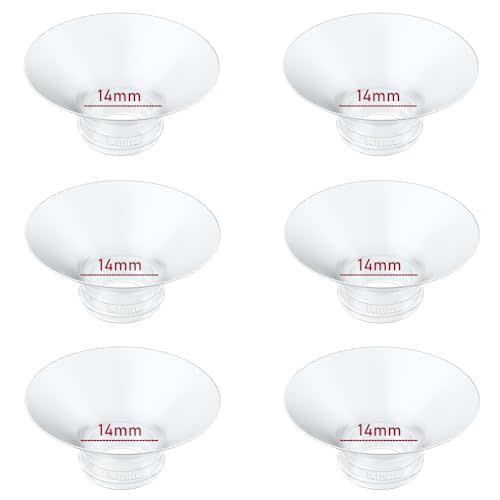 Flange Insert 14mm 6pcs Compatible with Momcozy M5/M9/M6/S12 Pro/V1 Pro/V2 Pro,for Spectra/Medela/MomMed/eufy/Lansinoh/Elvie Breast Pump, Fit for 24mm Flange/Shield of Most Pumps (6PC-14mm)