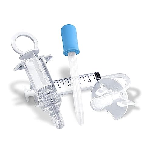 Elfzone Baby Medicine Dispenser Kit - 3PCS - Silicone Infant Medicine Syringe Pacifier Dropper, Toddler Feeding Pacifiers Dispensers Products for Babies Newborn Essentials Must Haves Medical Kits