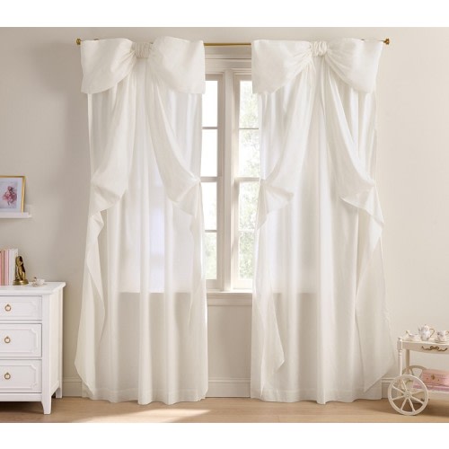 LoveShackFancy Oversized Bow Light-Filtering Curtain | Pottery Barn Kids