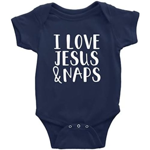 GKrepps I Love Jesus & Naps Baby Christian Onesie Bodysuit Infant Toddler Baby Clothes