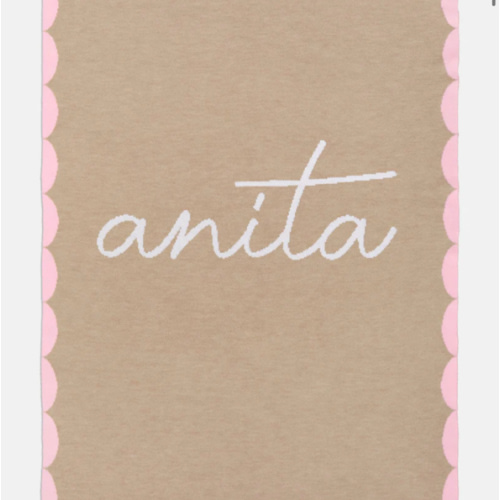 Subtly Scalloped Kids' Custom Blanket - Tan/Pink
