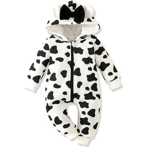 AMAWMW Newborn Baby Girl Winter Outfit Hooded Jumpsuit Infant One Piece Romper Baby Warm Snowsuit Clothes Gifts Set