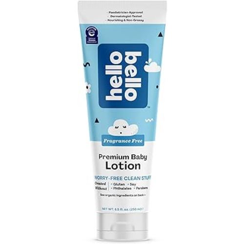 Hello Bello premium Baby Lotion | Vegan and Cruelty Free Moisturizing, Non-Greasy Lotion for babies and Kids | Fragrance Free | 8.5 FL Oz (1 Pack)