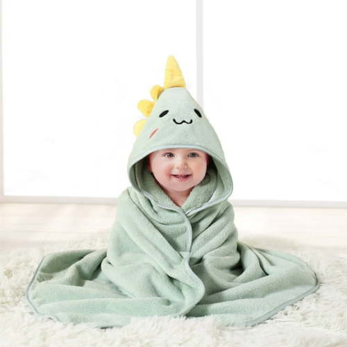MONEHANE Baby Bath Towel, Absorbent Large Hooded Towel for Kids, Newborn, Babie, Toddler, Infant, Green Dinosaurs, 31.5 x 31.5 inch