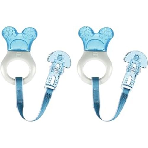 MAM Baby Toys, Teething Toys, Mini Cooler Teether with Clip, Boy, 2+ Months, 2 Count