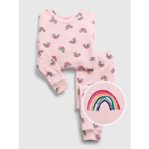 babyGap 100% Organic Cotton Rainbow Graphic PJ Set in cherry blossom pink, size: 6-12 M