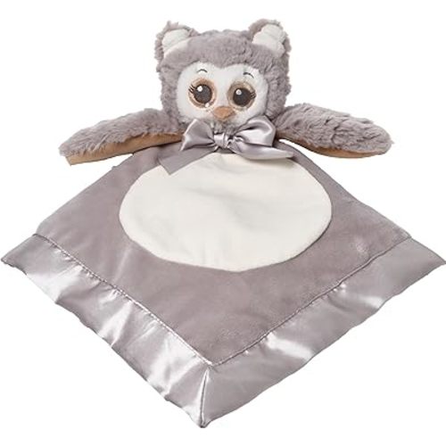 Bearington Baby Lil’ Owlie Snuggler, 15 Inch Gray Owl Plush Stuffed Animal Security Blanket Lovey for Babies