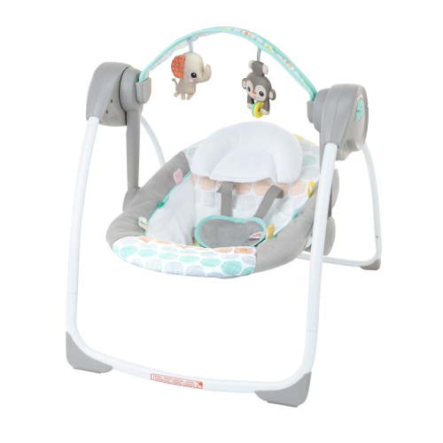 Bright Starts Whimsical Wild Portable Compact Baby Swing, Safe Sleep for Newborn Infants, Collapsible for Travel