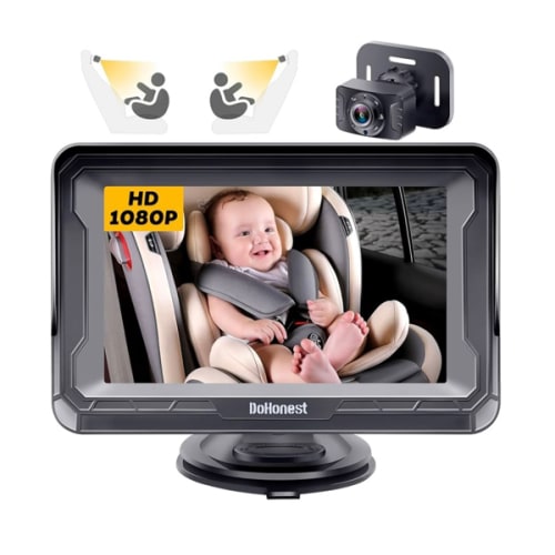 DoHonest Baby Car Camera HD 1080P - Rear-Facing Car Baby Monitor with Night Vision, Adjustable View Angle, Easy Setup, Anti-Glare Display, Safety for Kids & Infants