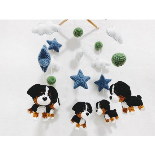 Bernese mountain dog Crochet Baby Mobile, Dog baby mobile, Nursery decor,Dog crochet mobile, Puppy baby mobile, Baby Shower Gift