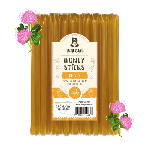 The Honey Jar - Pure American Clover Honey Sticks - 50 Count Package