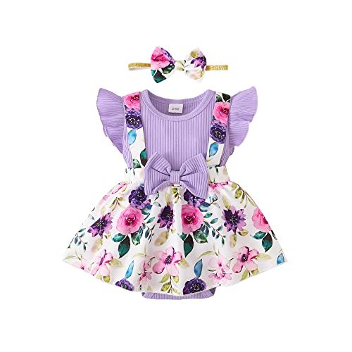 Newborn Baby Girl Clothes Infant Dress Outfit Summer Romper Jumpsuit Headband Overall Skirt Clothing Set