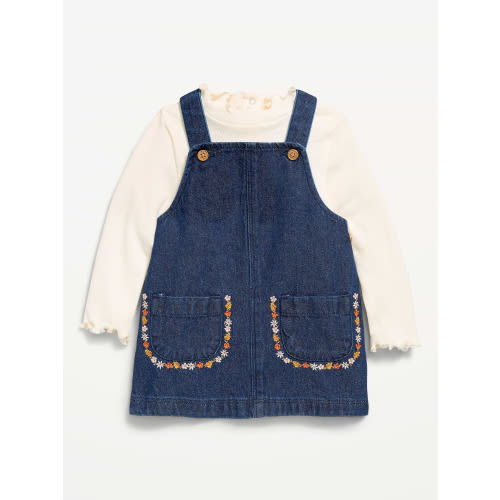 Sleeveless Denim Dress and Long-Sleeve Top Set for Baby
