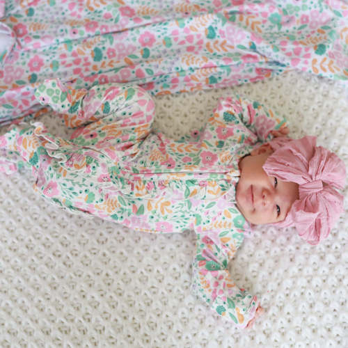 Willow's Whimsy Floral Ruffle Zipper Footie
