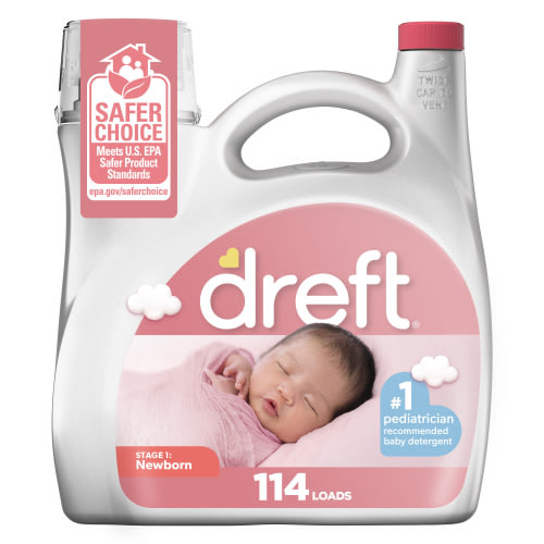 Dreft Newborn Baby Liquid Laundry Detergent, Sensitive Skin, Hypoallergenic, 114 Loads, 150 fl oz