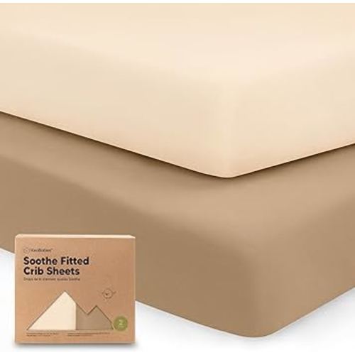 2-Pack Organic Crib Sheets for Boys, Girls - Jersey Fitted Crib Sheet, Baby Crib Sheets Neutral, Crib Mattress Sheet, Cotton Crib Sheets, Soft Baby Sheets for Crib, Unisex Crib Fitted Sheet (Pecan)