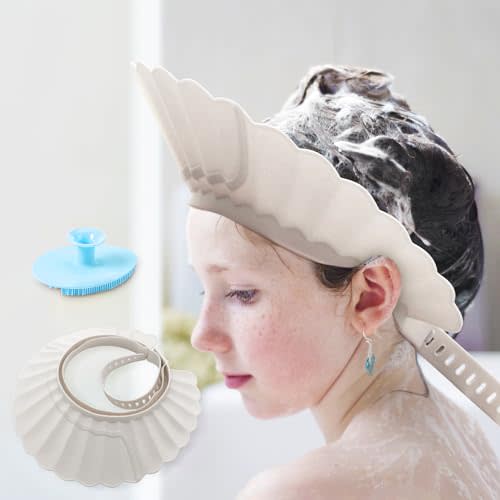 Baby Shower Cap Shield, Bathing Cap Bath Hat Bathing Safe Silicone Protection, Soft Adjustable Visor Hat for Protector Head Eye Ear