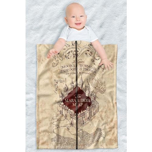 Harry Potter Lightweight Baby Blanket, 30"X40", Folded Map Unisex for Infants Girls & Boys