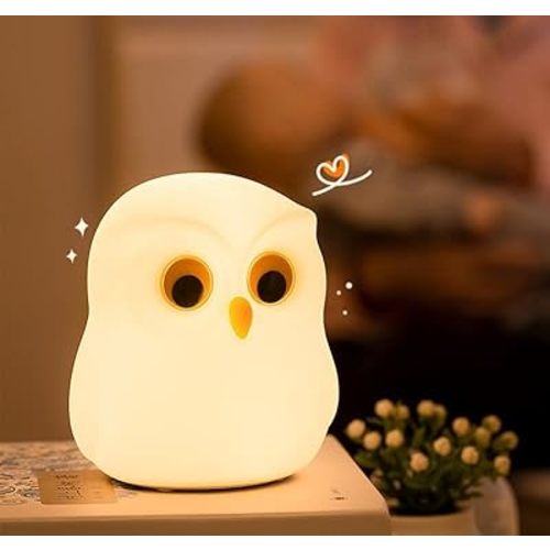 Cute Owl Night Light for Kids,USB Rechargeable Animal Lamps,Multi-Color Room Decoration,Creative Feeding Light at Night LED Color Changing Soft Silicone ABS+PC Material Bedside Lamp Birthday Gifts