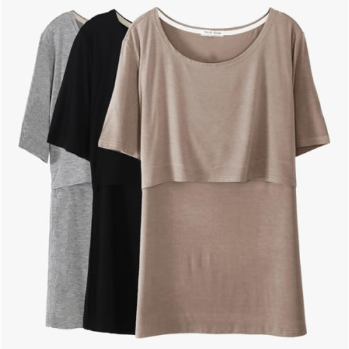 Smallshow Women's Maternity Nursing Tops Short Sleeve Breastfeeding Clothes