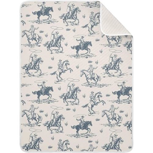 Cowboys Horse Western Baby Blanket for Boys Girls Vintage West Desert Nursery Swaddling Wrap American Wild Soft Unisex Toddler Newborn Blanket Receiving Blankets Stroller Crib, 30x40 Inch