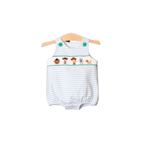 Smocked Friends Blue Stripe Bubble