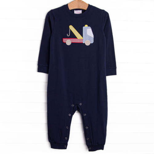 Towin' Time Applique Romper, Navy – Stitchy Fish