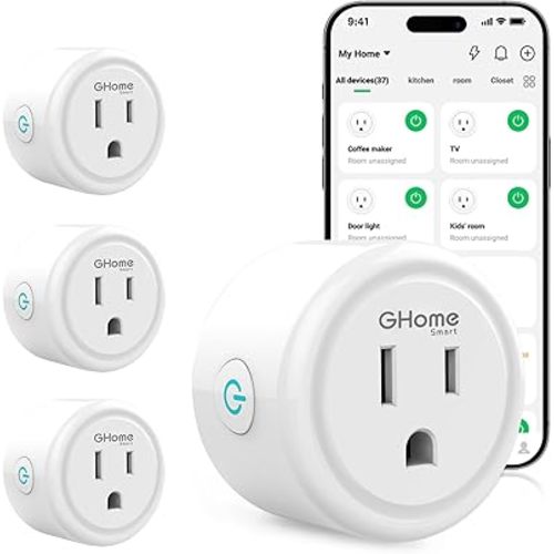 Smart Plug, GHome Smart WiFi Plugs Work with Alexa and Google Home, Smart WiFi Outlet with Remote Control and Timer Function, 2.4GHz Wi-Fi Only, No Hub Required, ETL FCC Listed, White (4 Pack)