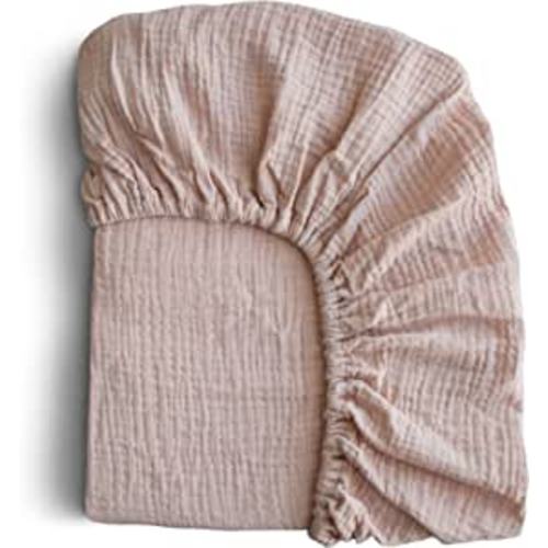 Mushie Extra Soft Muslin Fitted Crib Sheet | 28"x 52" (Blush)
