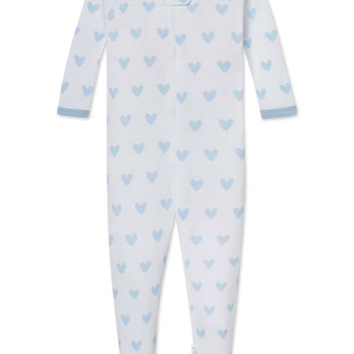 LAKE | Baby | Pima Cotton Pajamas | French Blue Heart Baby Sleeper