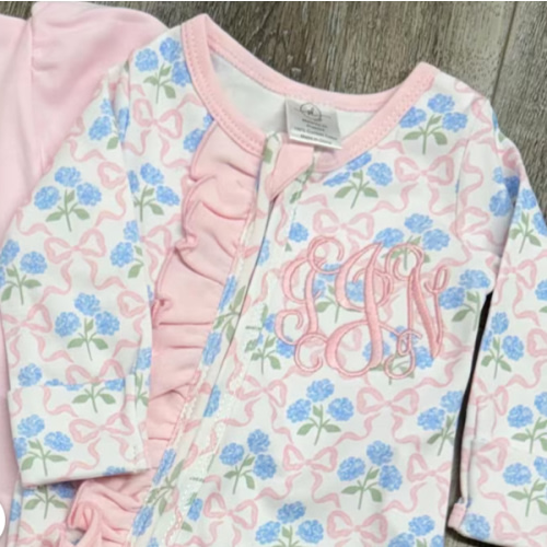 Baby Girl Coming Home Outfit, Grand Millennial Monogrammed Coming Home Outfit, Sk Creations, Zip Footie, Ruffle Outfit, Floral LP - Etsy